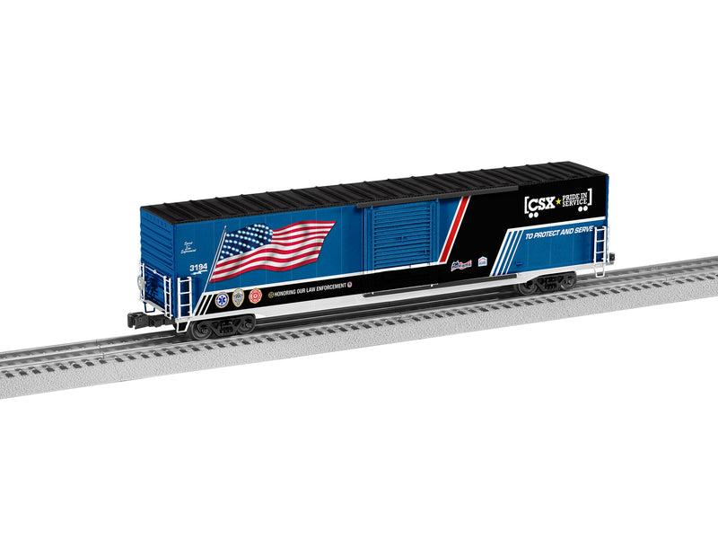 Lionel 2226830 O Scale Illuminated Flag Boxcar CSX Police