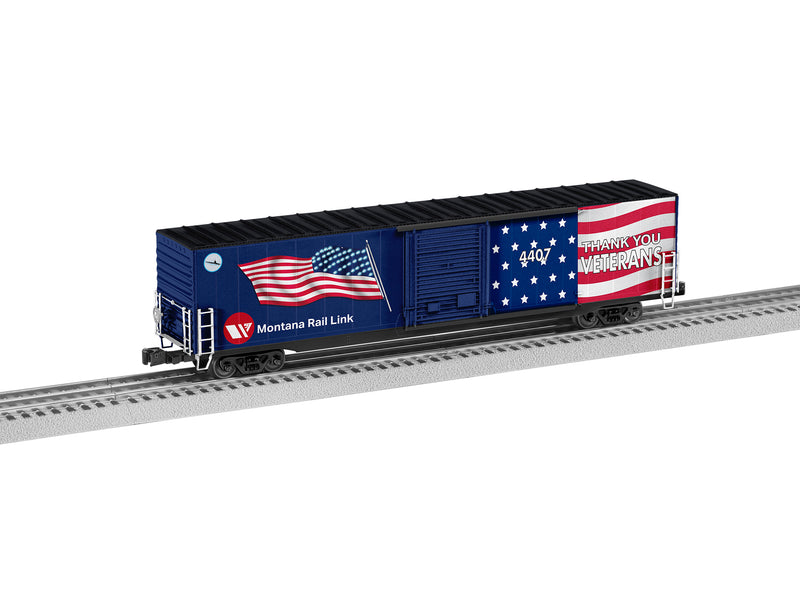 Lionel 2226860 O Scale Illuminated Flag Boxcar Montana Rail Link MRL