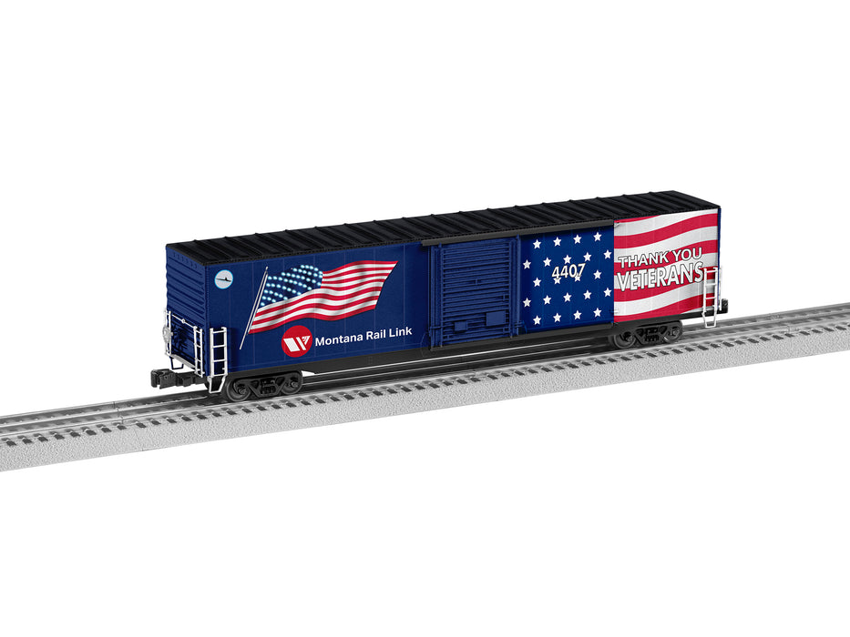 Lionel 2226860 O Scale Illuminated Flag Boxcar Montana Rail Link MRL