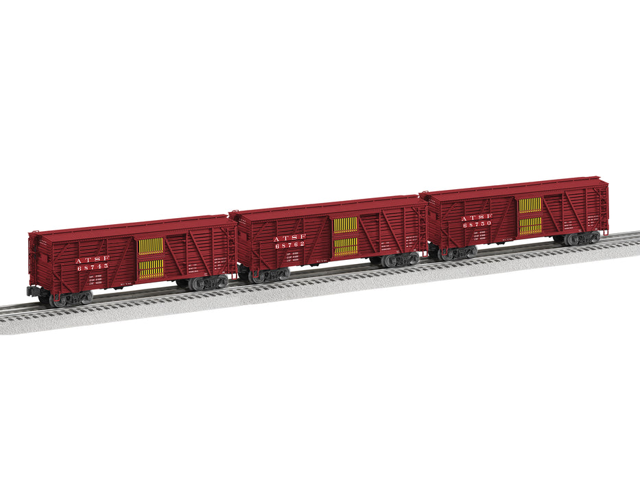 Lionel 2226870 O Scale Vision Line Stock Car 3 Pack Santa Fe ATSF 68745 68750 68762