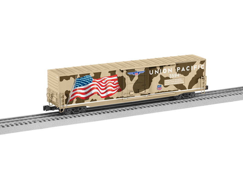 Lionel 2226991 O Scale Illuminated Flag Boxcar Union Pacific UP Desert Victory