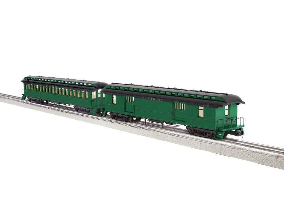 Lionel 2227460 O Scale Wood Baggage and Coach Set Southern 2 Pack