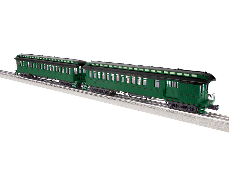 Lionel 2227470 O Scale Wood Combine and Coach Set Southern 2 Pack
