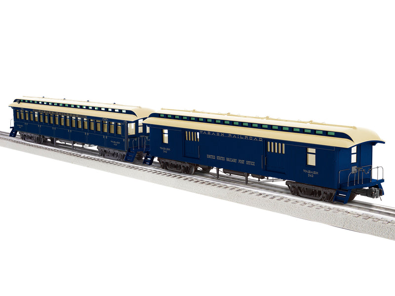 Lionel 2227490 O Scale Wood Baggage and Coach Set Wabash 2 Pack