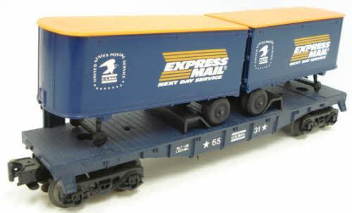Lionel 6-6531 O Gauge Flatcar with Van Trailers Express Mail - NOS