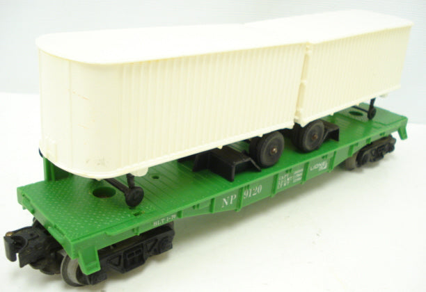 Lionel 6-9120 O Gauge Flatcar with Van Trailers Northern Pacific NP - NOS