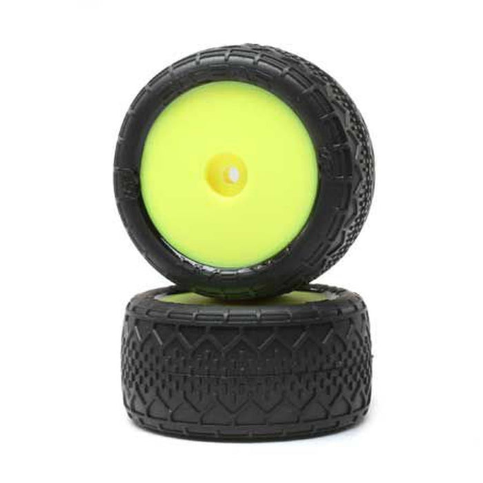 LOSI LOS41016 1/16 Mini-B Yellow Rear Wheels with BK Bar Tires 1 Pair