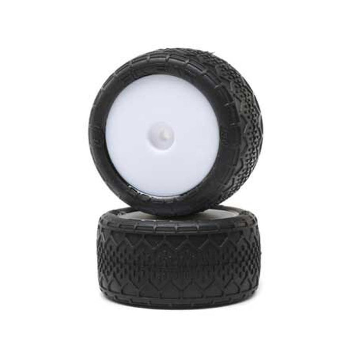 LOSI LOS41018 1/16 Mini-B White Rear Wheels with BK Bar Tires 1 Pair