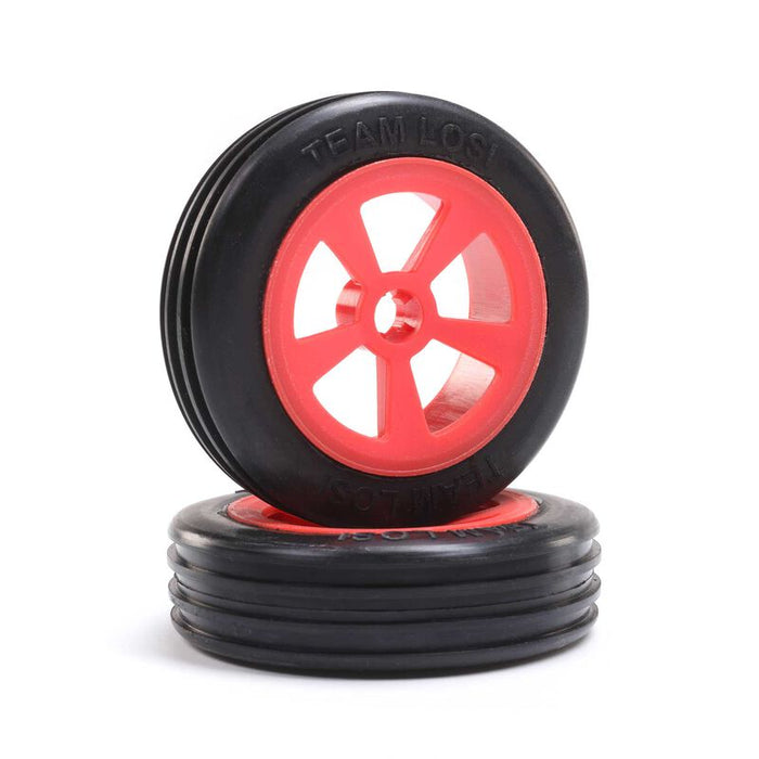 LOSI LOS41020 Rib Front Tires on Red Wheels for Mini JRX2 1 Pair