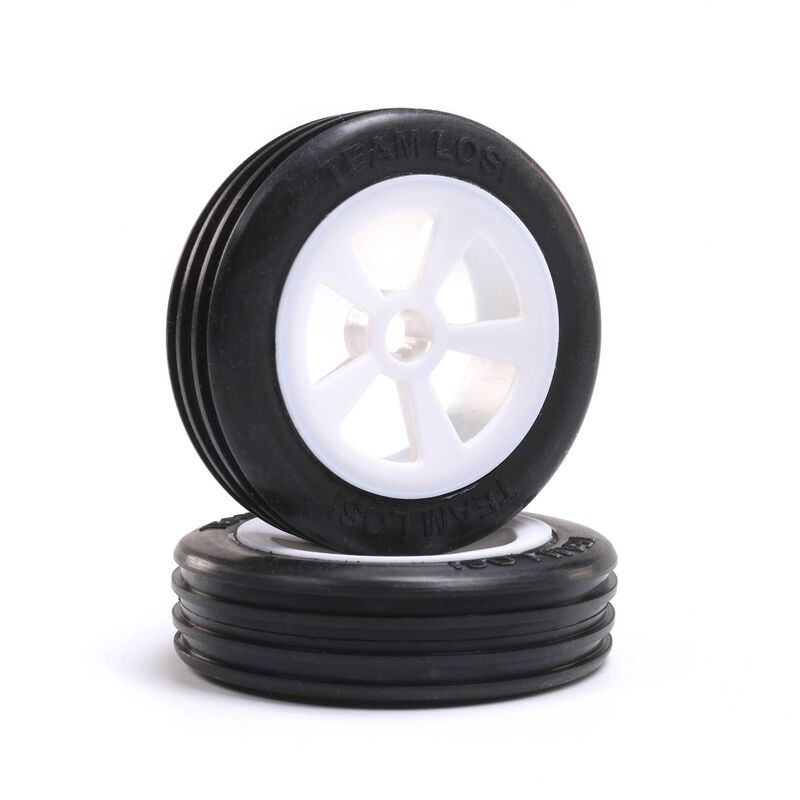 LOSI LOS41021 Rib Front Tires on White Wheels for Mini JRX2 1 Pair