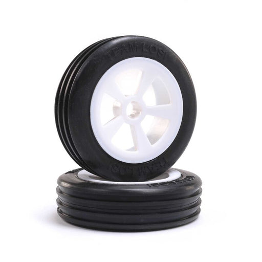 LOSI LOS41021 Rib Front Tires on White Wheels for Mini JRX2 1 Pair