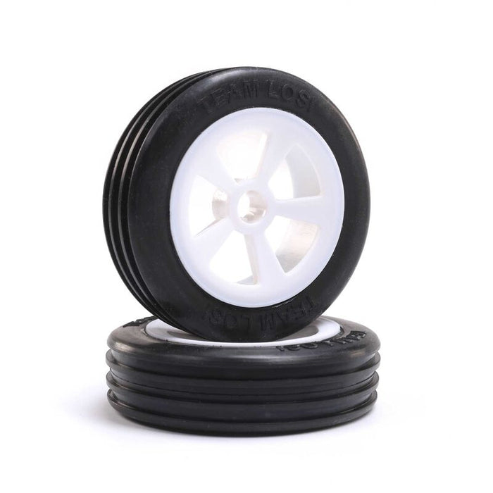 LOSI LOS41021 Rib Front Tires on White Wheels for Mini JRX2 1 Pair
