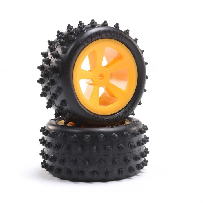 LOSI LOS41022 4 Row Rear Tires on Orange Wheels for Mini JRX2 1 Pair