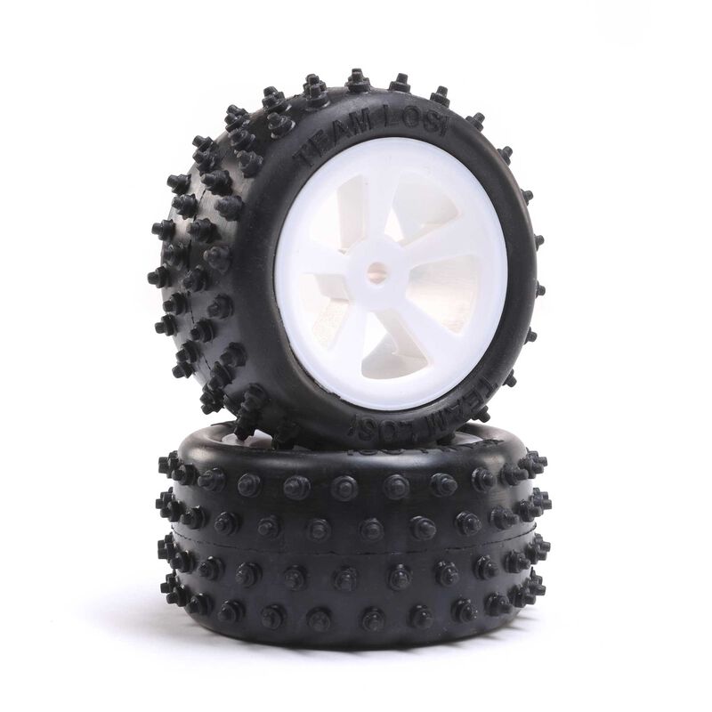 LOSI LOS41024 4 Row Rear Tires on White Wheels for Mini JRX2 1 Pair