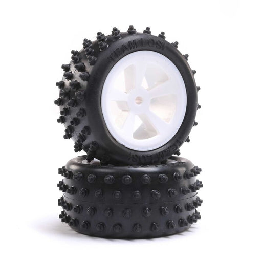 LOSI LOS41024 4 Row Rear Tires on White Wheels for Mini JRX2 1 Pair
