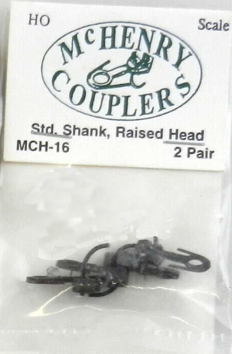 McHenry Couplers MCH-16 HO Knuckle Coupler Standard Shank with Raised Head (2 Pair)