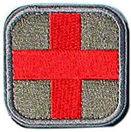Red Cross Medic Patch with Loop and Hook Backing (2"x2")