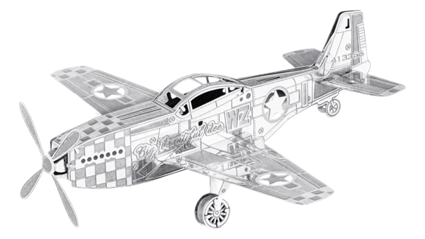 Metal Earth MMS003 P-51 Mustang Airplane 12 Piece Metal Model Kit