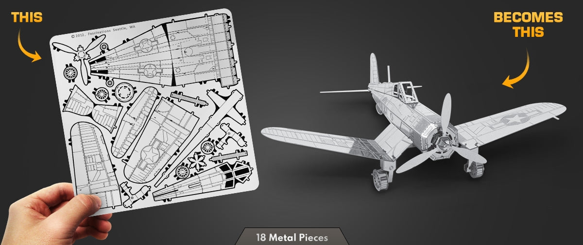 Metal Earth MMS035 F4U Corsair WWII Plane 18 Piece Metal Model Kit