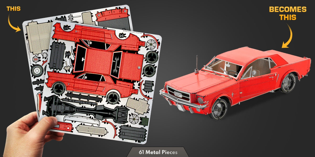 Metal Earth MMS056C Red 1965 Ford Mustang 61 Piece Metal Model Kit