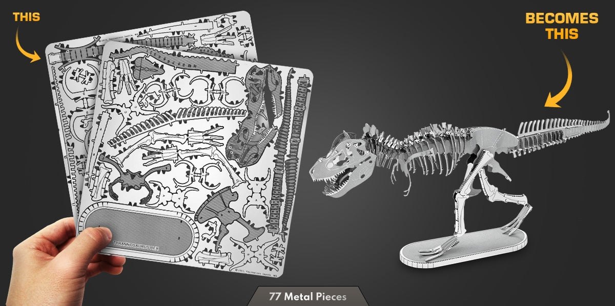 Metal Earth MMS099 Tyrannosaurus Rex Dinosaur Skeleton 77 Piece Metal Model Kit