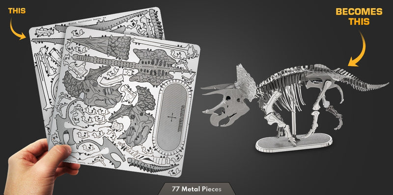 Metal Earth MMS101 Triceratops Dinosaur Skeleton 77 Piece Metal Model Kit