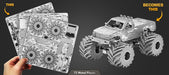 Metal Earth MMS216 Monster Truck Flames Edition 72 Piece Metal Model Kit