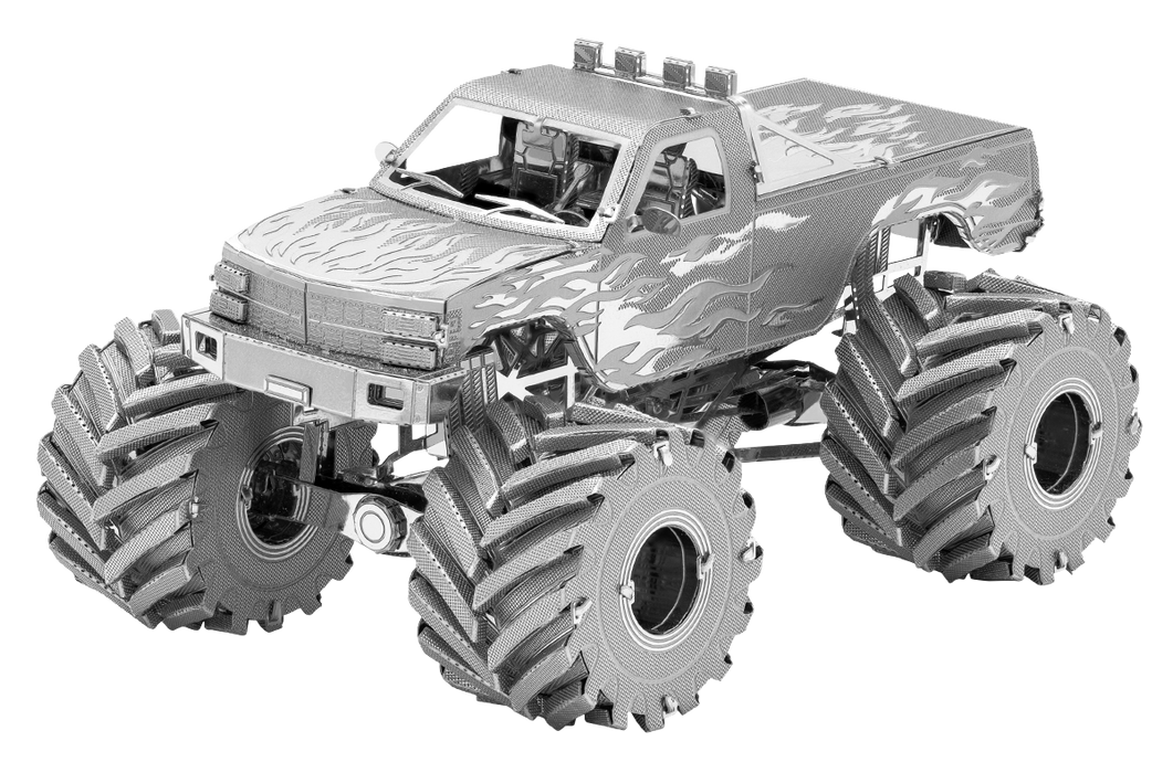 Metal Earth MMS216 Monster Truck Flames Edition 72 Piece Metal Model Kit