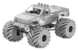 Metal Earth MMS216 Monster Truck Flames Edition 72 Piece Metal Model Kit