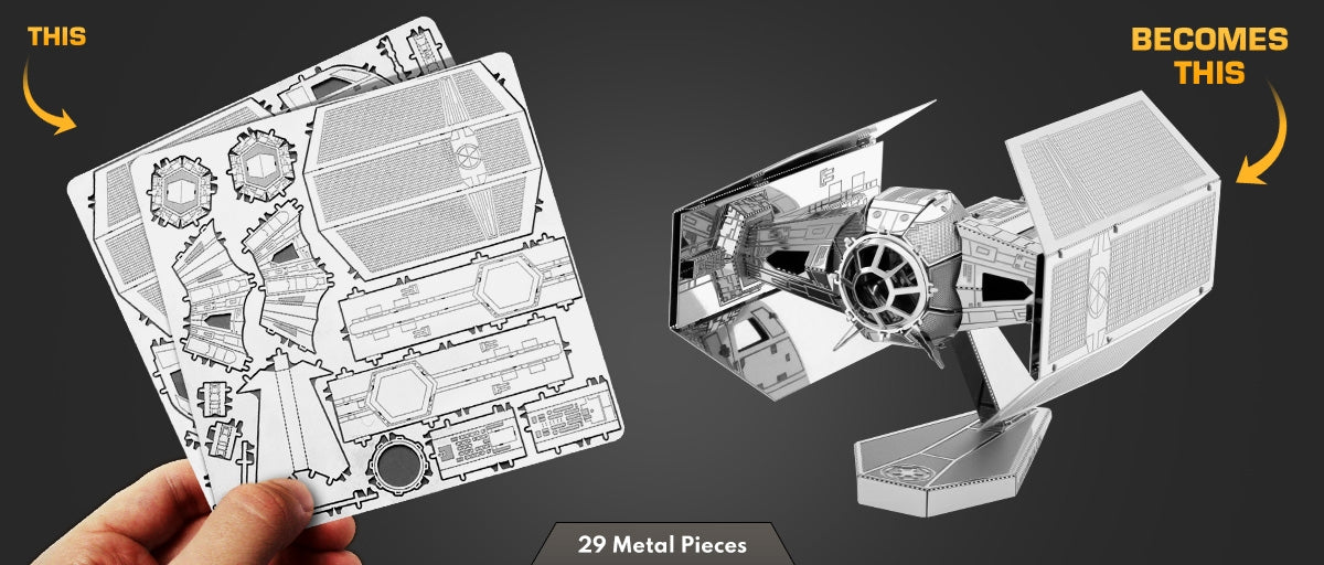 Metal Earth MMS253 Star Wars Darth Vader's Tie Fighter 29 Piece Metal Model Kit