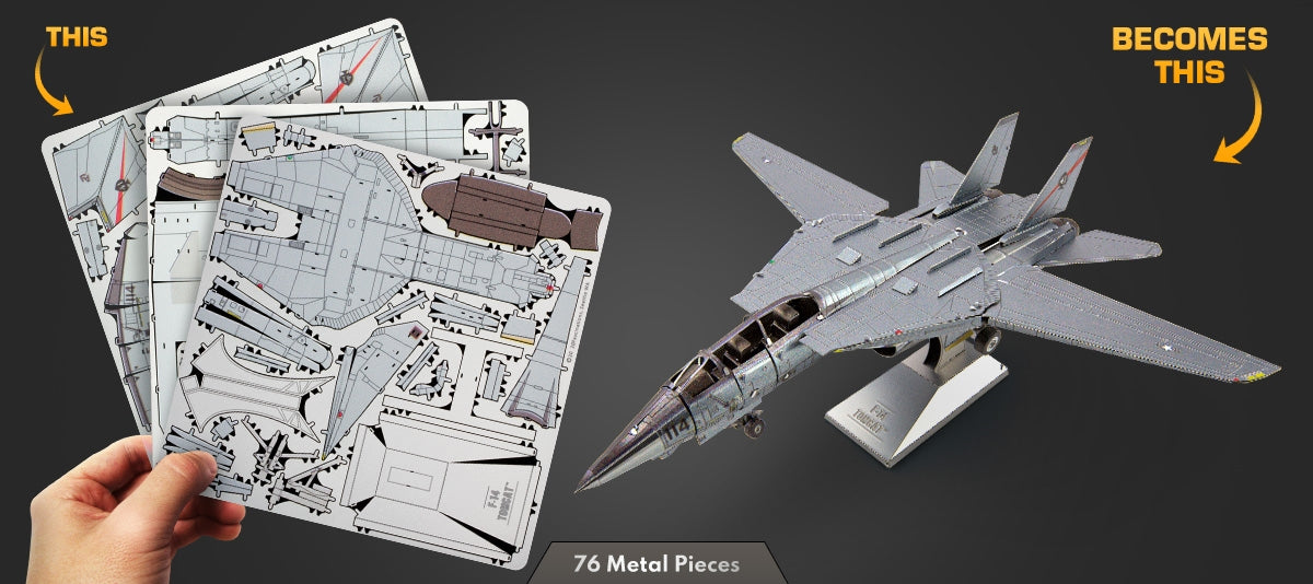 Metal Earth MMS458 F-14 Tomcat Figher Jet 76 Piece Metal Model Kit