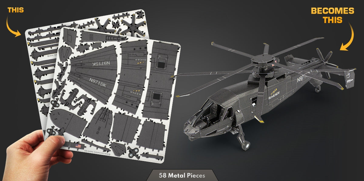 Metal Earth MMS460 S-97 Raider Helicopter 58 Piece Metal Model Kit