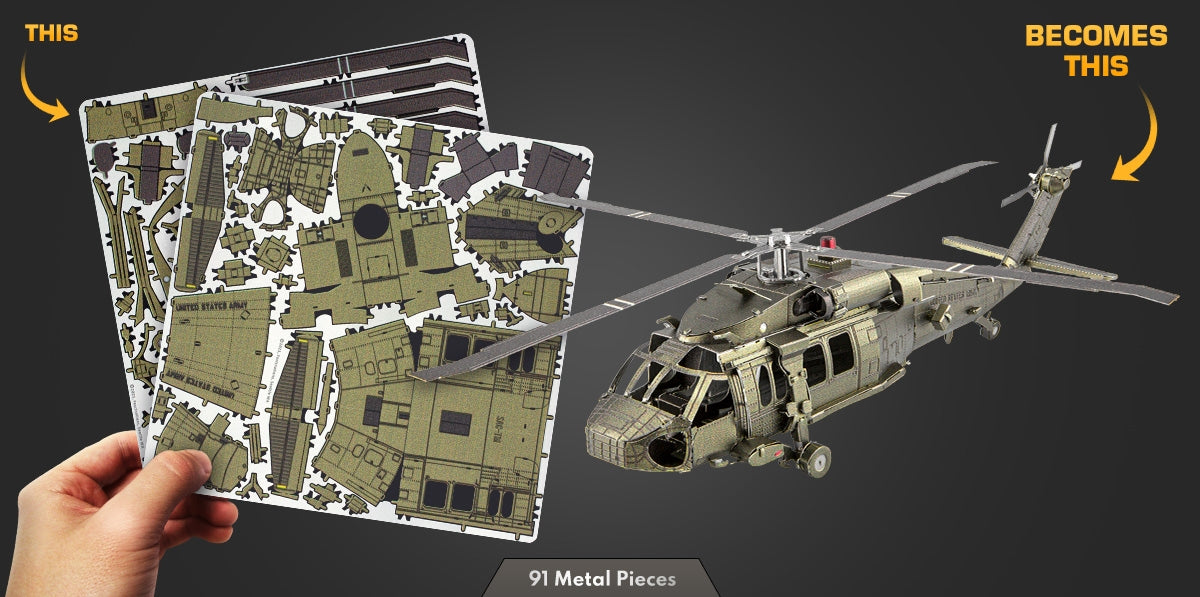 Metal Earth MMS461 Black Hawk Helicopter 91 Piece Metal Model Kit