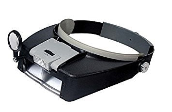 MH1047L Lighted Dual Lens Headband Magnifier with Glass Loupe 1.9x, 4.5x Power