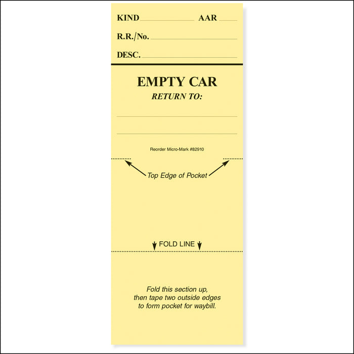 Micro-Mark 82910 Car Cards for Car Routing System Pad of 100
