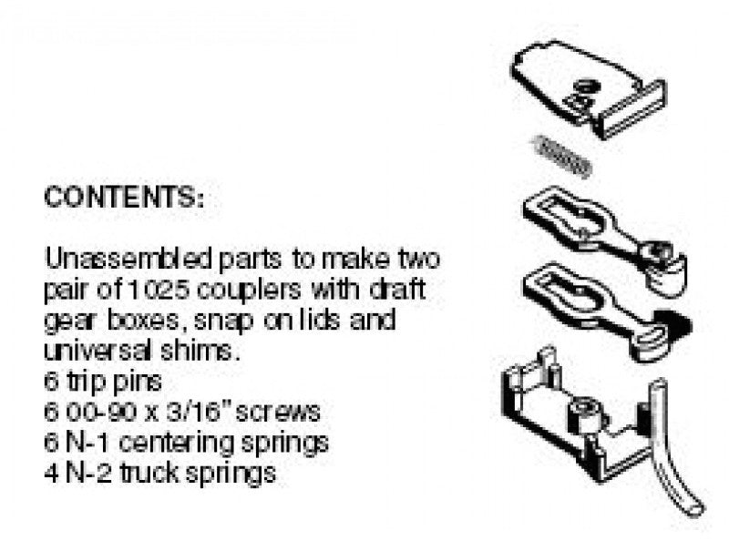 Micro-Train Lines 1025 (001 02 011) N Scale Magne-Matic Couplers with Body Mount Draft Gear 2 Pairs