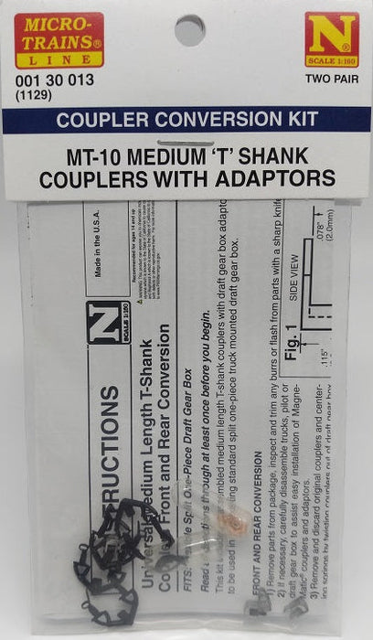 Micro-trains 001 30 013 (1129) N Scale "T" Shank .275" .7cm (Medium) Truck Mount Couplers 2 Pairs