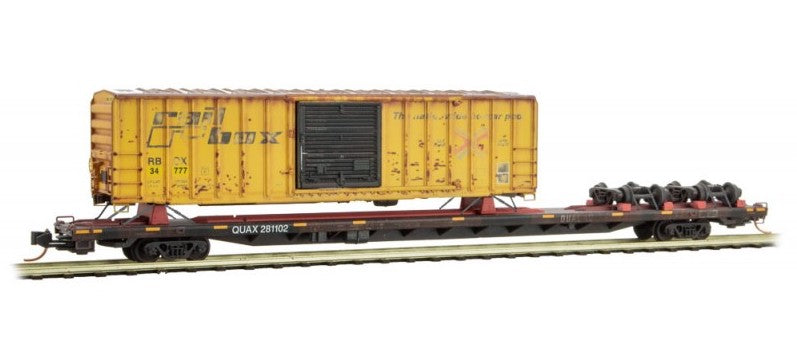 Micro-Trains (071 00 580) 89' Flat Car with Railbox Boxcar QUAX Salvage Pack 2