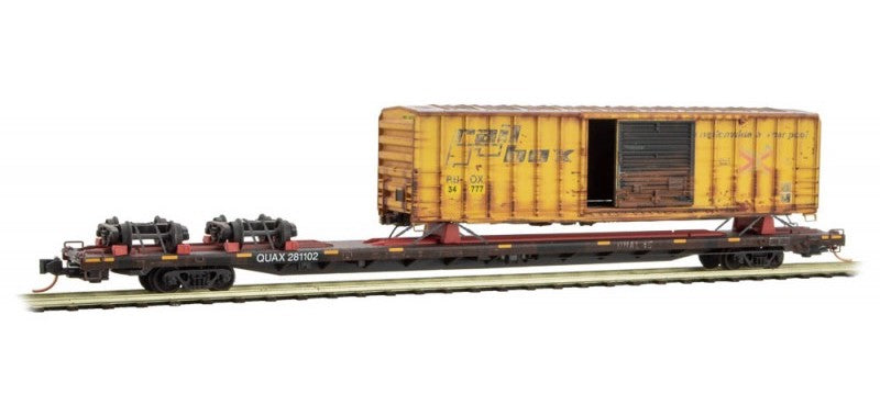 Micro-Trains (071 00 580) 89' Flat Car with Railbox Boxcar QUAX Salvage Pack 2