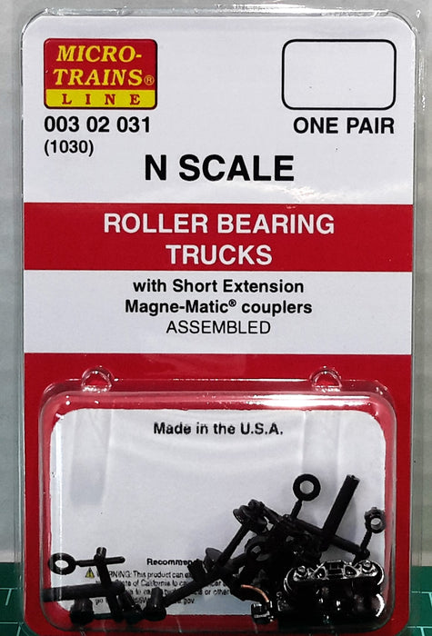 Micro-Trains 1030 (003 02 031) Roller Bearing Truck with Short Couplers 1 Pair