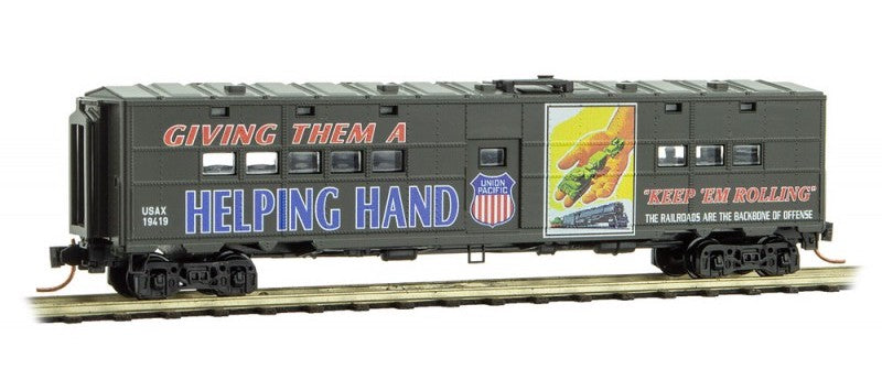 Micro-Trains (118 00 190) N Scale 50' Troop Kitchen Car WWII Poster Series Car #9 Helping Hand