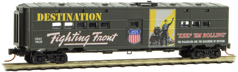 Micro-Trains (118 00 200) N Scale 50' Troop Kitchen Car WWII Poster Series Car #10 Fighting Front