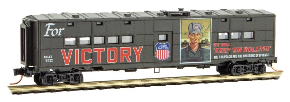 Micro-Trains (118 00 220) N Scale 50' Troop Kitchen Car WWII Poster Series Car #12 Victory