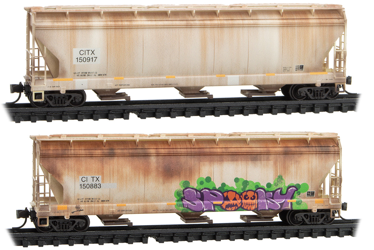 Micro-trains 983 05 027 N Scale ACF 3 Bay Covered Hopper CITX 2 Pack W ...
