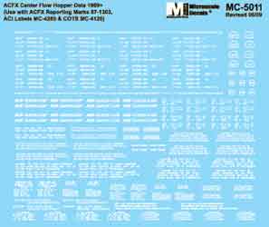 Microscale 5011 HO Scale White ACF Centerflow Covered Hopper Data