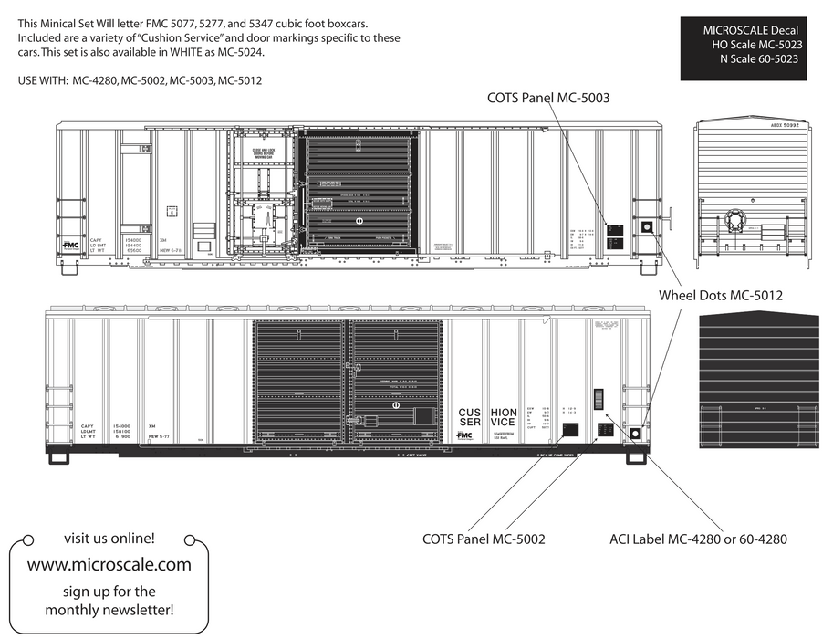 Microscale 5023 HO Scale Black FMC Boxcar Data 