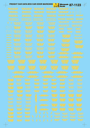 Microscale 87-1123 HO Scale Data for Boxcar Door Markings Yellow