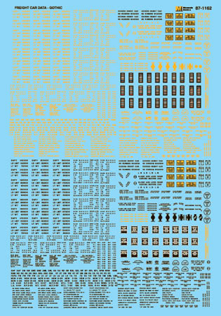 Microscale 87-1162 Data for Freight Cars Gothic - Black and Yellow