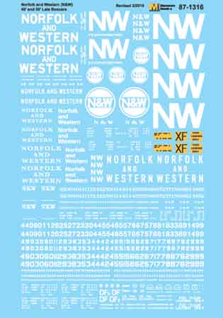 Microscale 87-1316 HO Scale Late N&W 40'/50' Boxcar Scheme