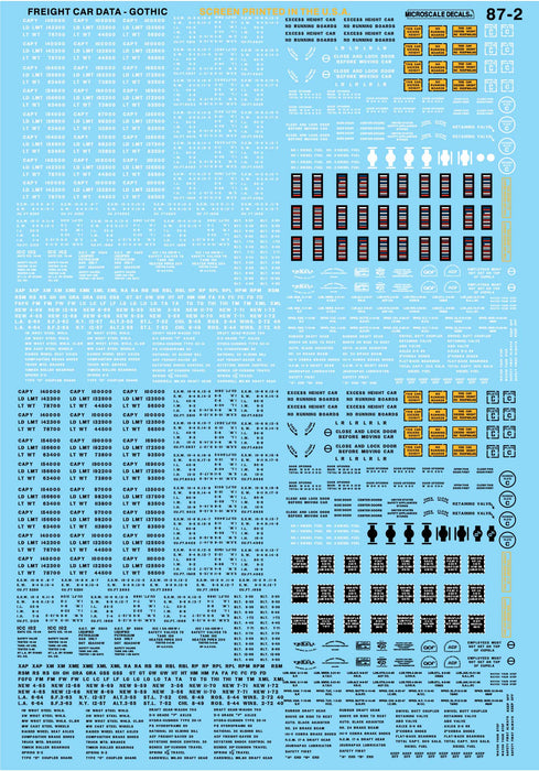 Microscale 87-2 Freight Car Data Gothic